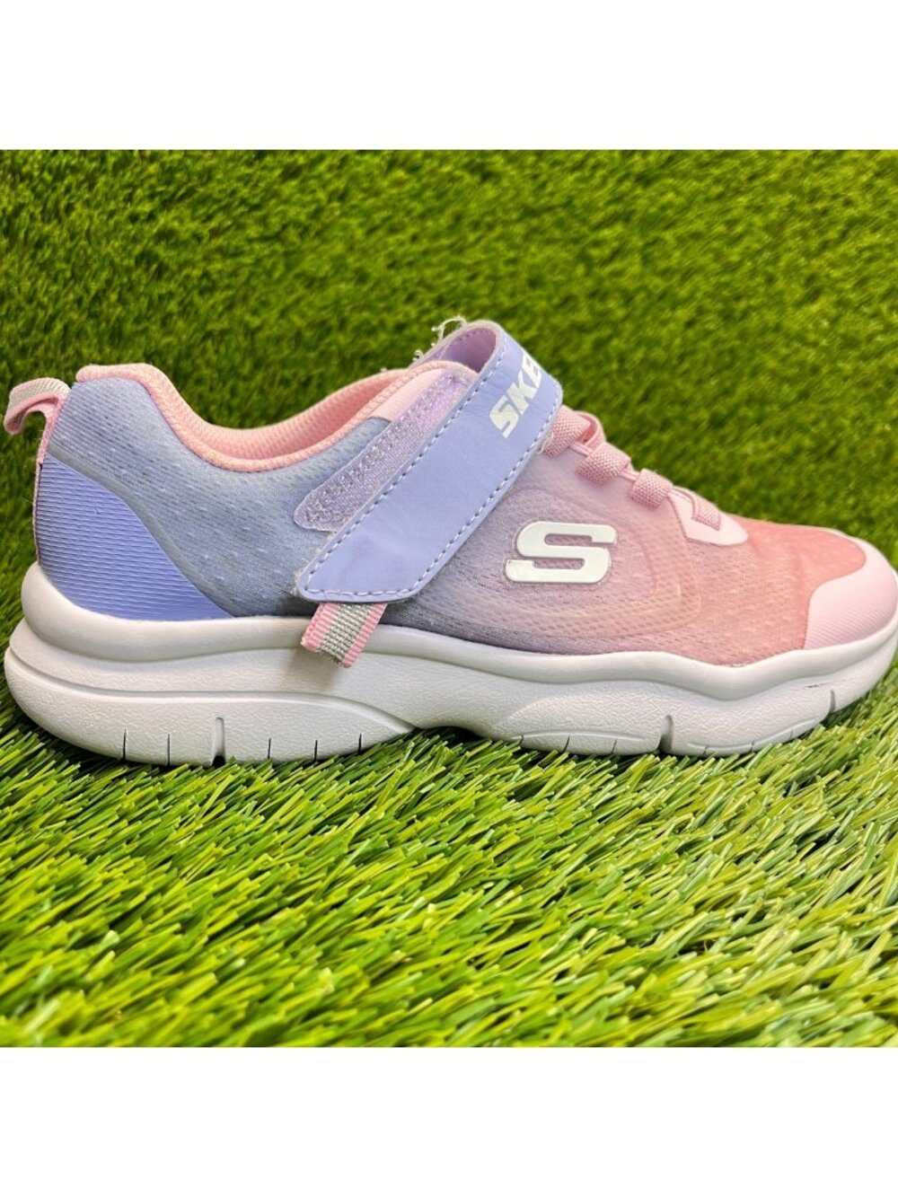 Skechers Flex Blast Girls Size 3Y Pink Blue Running Athletic Shoes Sneakers